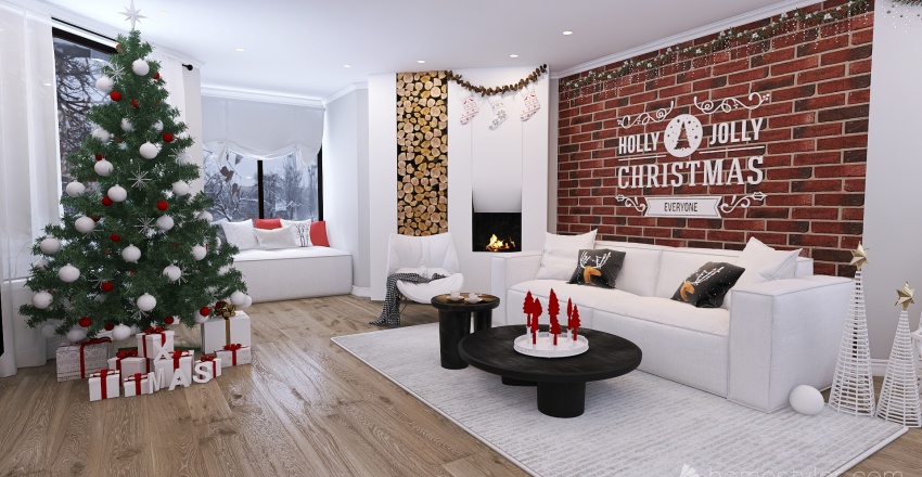 #ChristmasRoomContest Cozy and modern Christmas home 3d design renderings