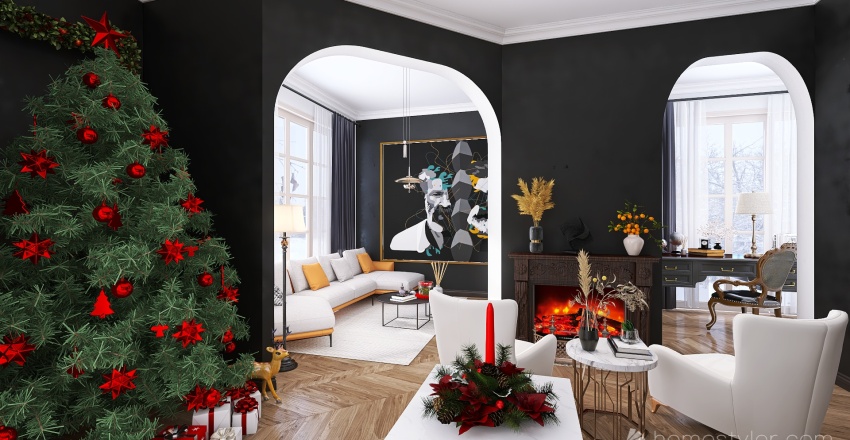 #ChristmasRoomContest - Modern house in Winter 3d design renderings