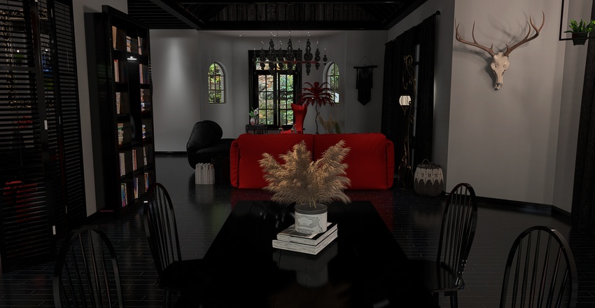 6 Bohemian Vibe Room - Boho Goth 3d design renderings