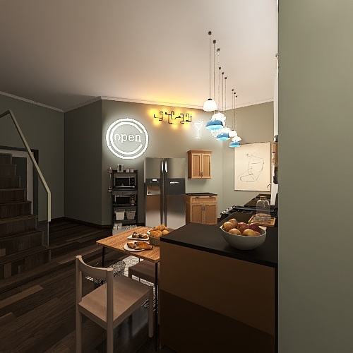 Kitchen and dining 3d design renderings