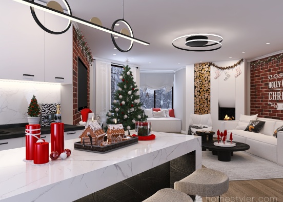 #ChristmasRoomContest Cozy and modern Christmas home Design Rendering