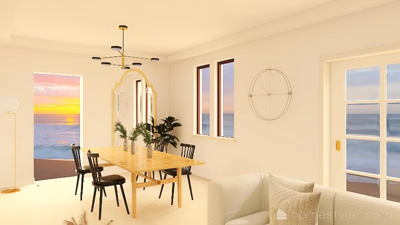 Living room/Dining Room 3d design renderings