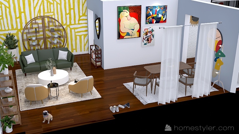 Emma's Living Room/Dining Room Design 3d design renderings