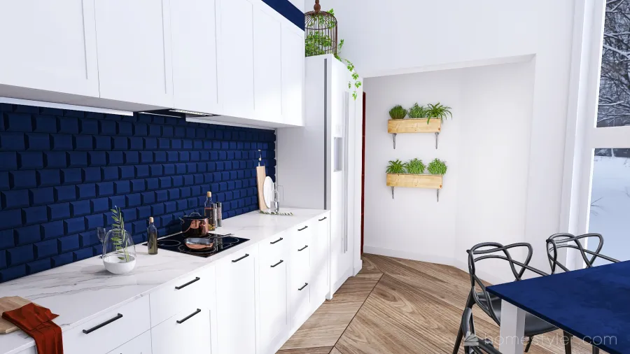 Open Living/Dining/Kitchen Space 3d design renderings
