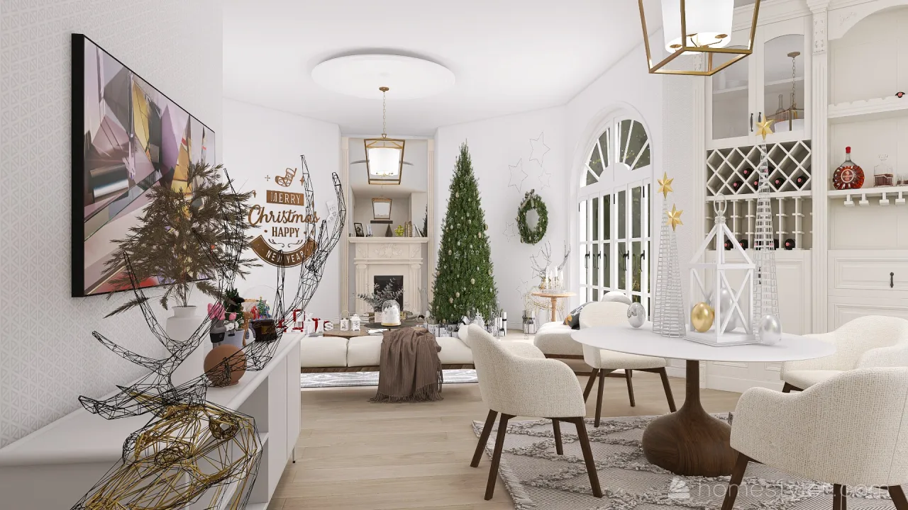 #ChristmasRoomContest White Christmas 3d design renderings