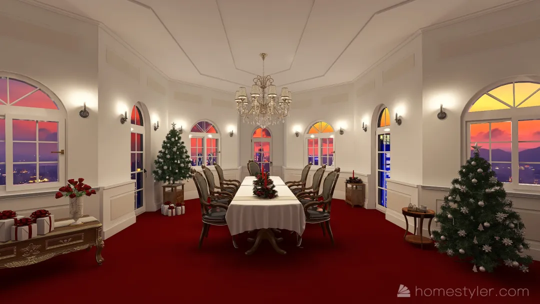 #ChristmasRoomContest Classical Style 3d design renderings