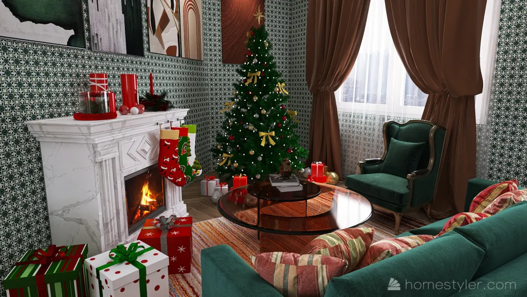 #ChristmasRoomContest-Merry Little Christmas House 3d design renderings