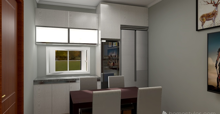 Cozinha / Sala de estar 3d design renderings