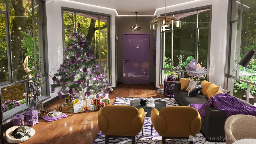#ChristmasRoomContest Pantone Holidays 3d design renderings