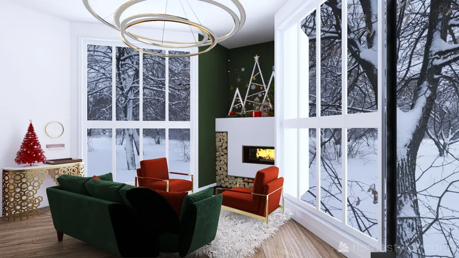 Open Living/Dining/Kitchen Space 3d design renderings