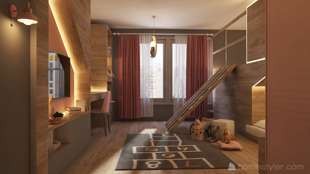 Girly Room 3d design renderings