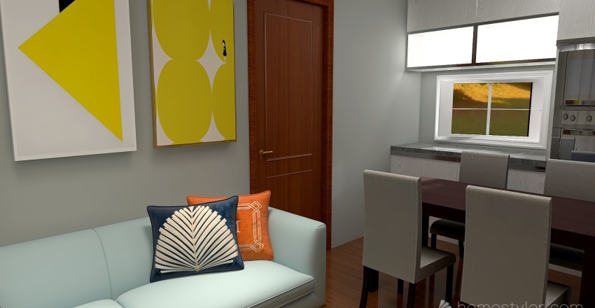 Cozinha / Sala de estar 3d design renderings