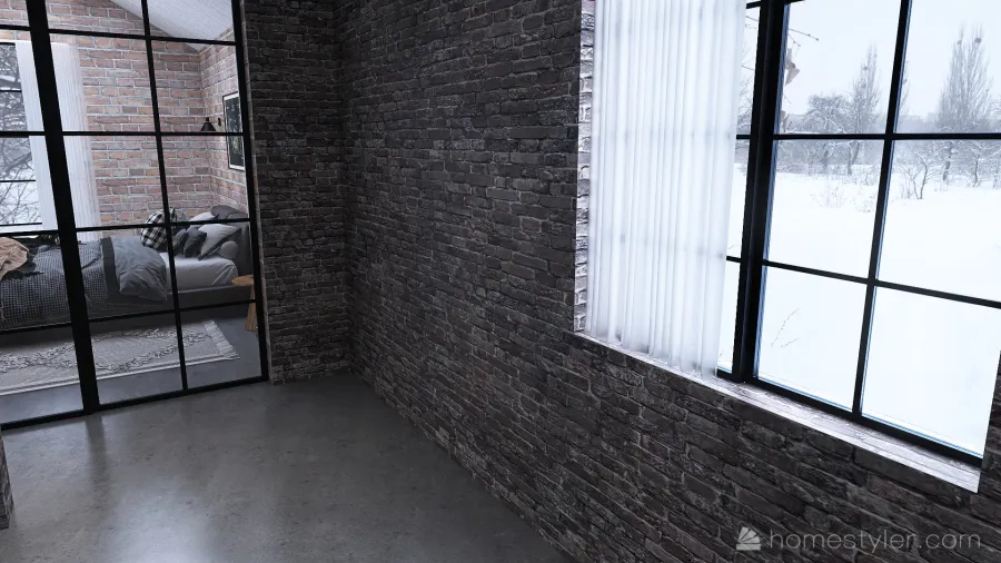 cozy industrial home 3d design renderings
