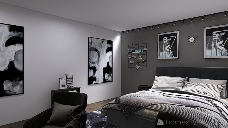 Aesthetic Grey Bedroom/Bathroom 3d design renderings