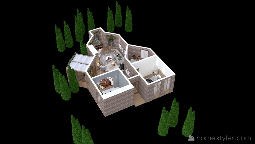 #ChristmasRoomContest_Log cabin in the woods 3d design picture 107.04