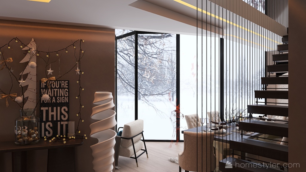 #ChristmasRoomContest_copy a Luxury Christmas Chalet 3d design renderings
