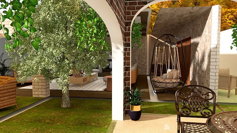 Uma casa jardim 3d design renderings
