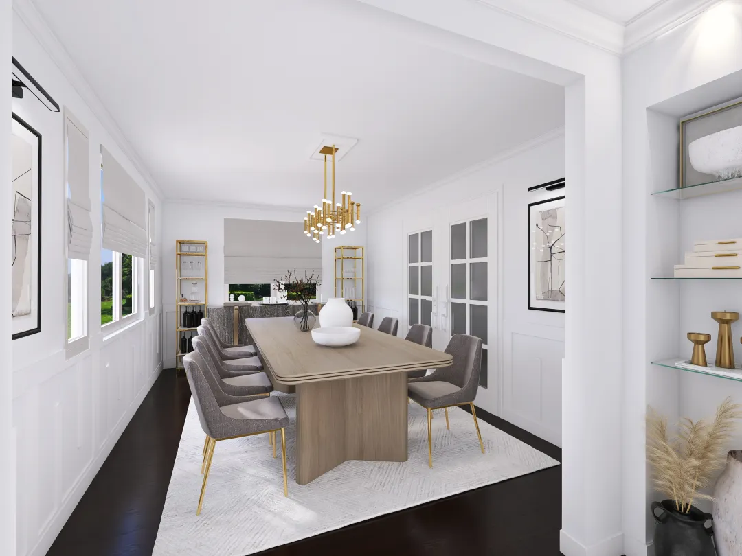 Contemporary Whites Dining Room 3d design renderings