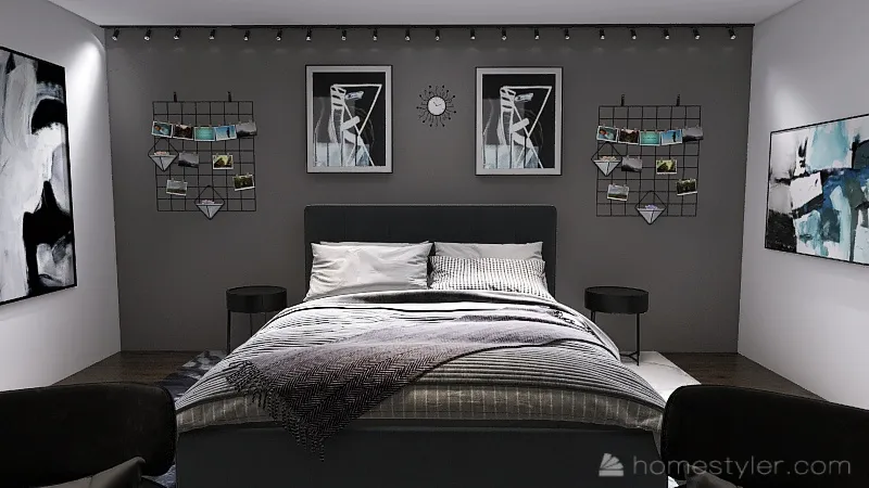 Aesthetic Grey Bedroom/Bathroom 3d design renderings
