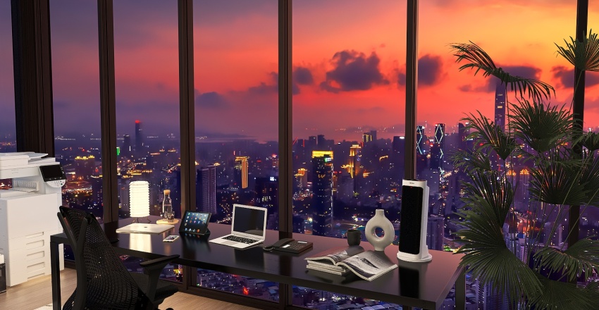 Office in the sky 3d design renderings