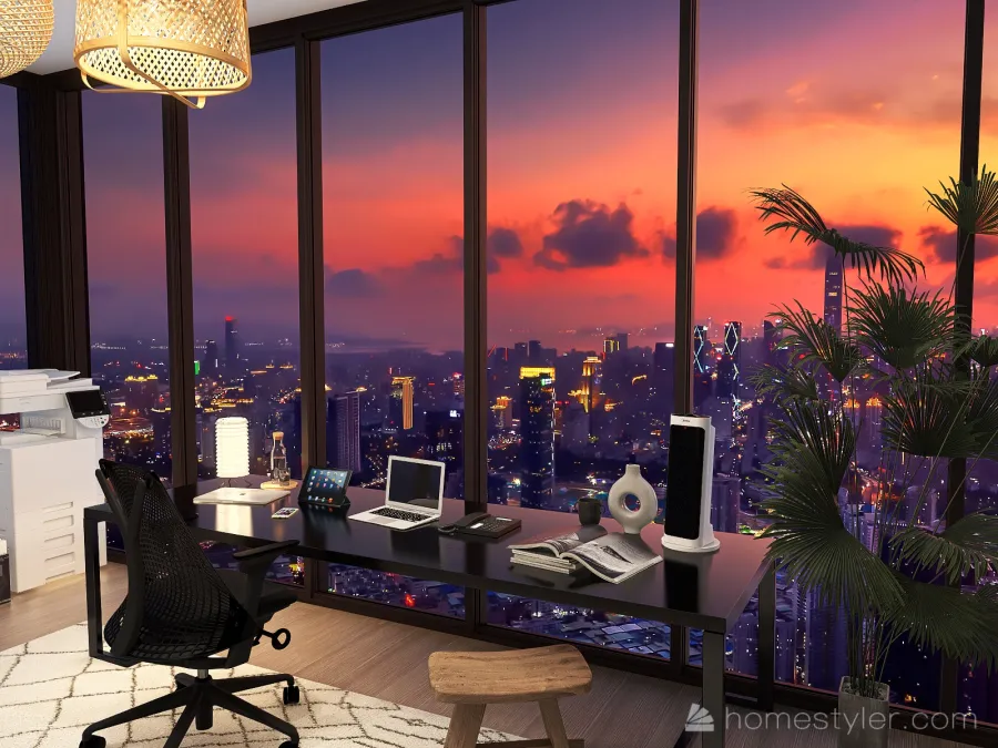 Office in the sky 3d design renderings