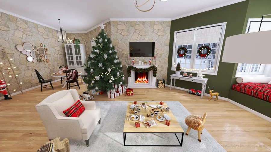 #ChristmasRoomContest_Petit déjeuner de Noël 3d design renderings
