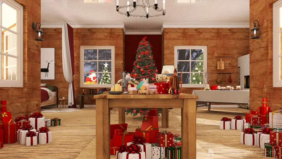 #ChristmasRoomContest_Santa´s home office 3d design renderings