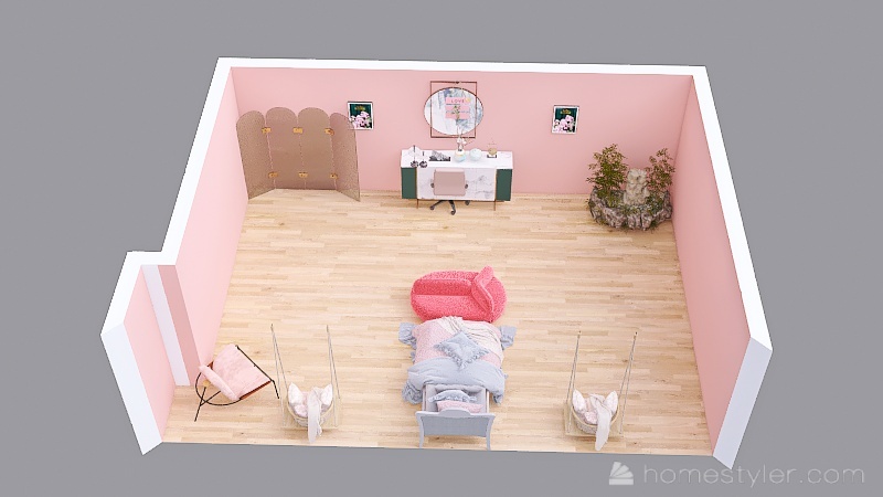 Pink Teenage Girl's Bedroom 3d design picture 49.05