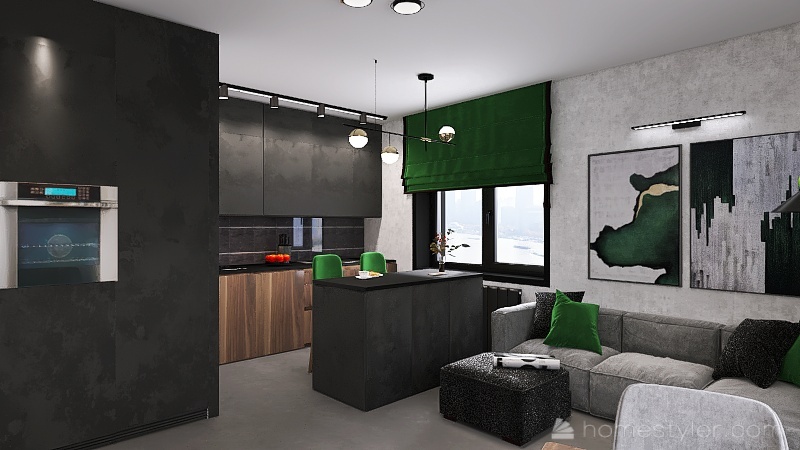 Кухня-гостиная СПБ (ул. Плисецкая) 3d design renderings