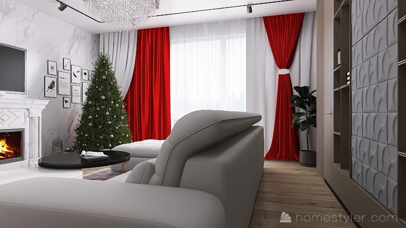 Гостиная New Year 3d design renderings
