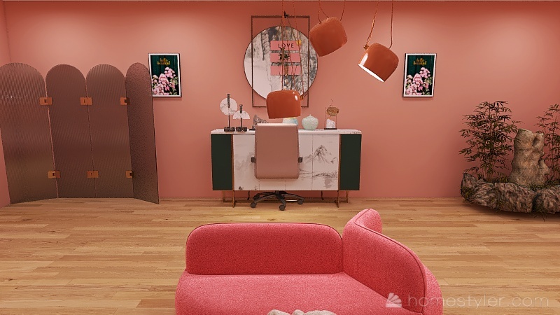 Pink Teenage Girl's Bedroom 3d design renderings