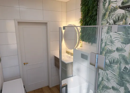 Bathroom leafs and down. Design Rendering
