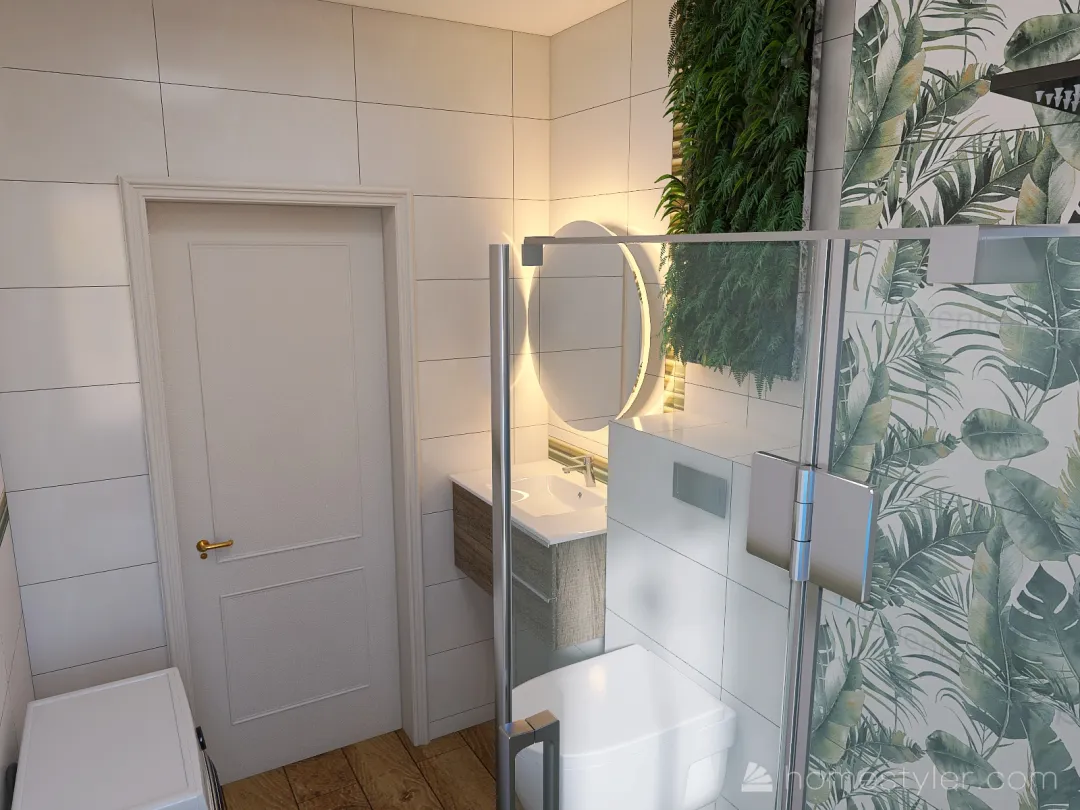 Bathroom leafs and down. 3d design renderings