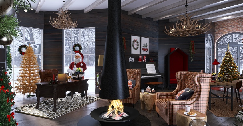 #ChristmasRoomContest Santa's office 3d design renderings