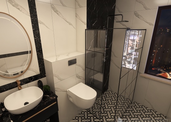 Bathroom black and white Design Rendering