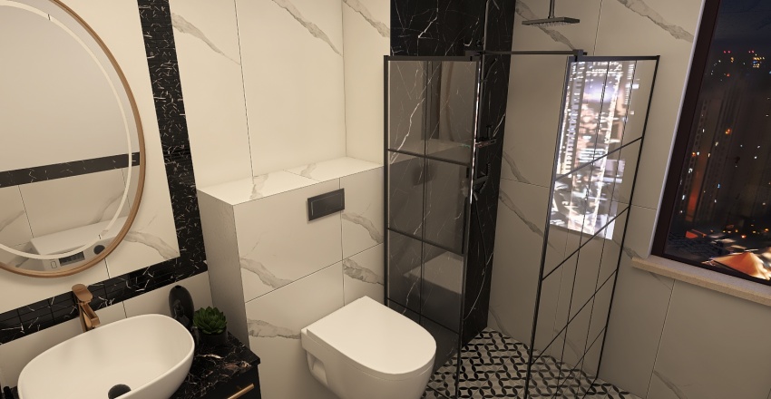 Bathroom black and white 3d design renderings