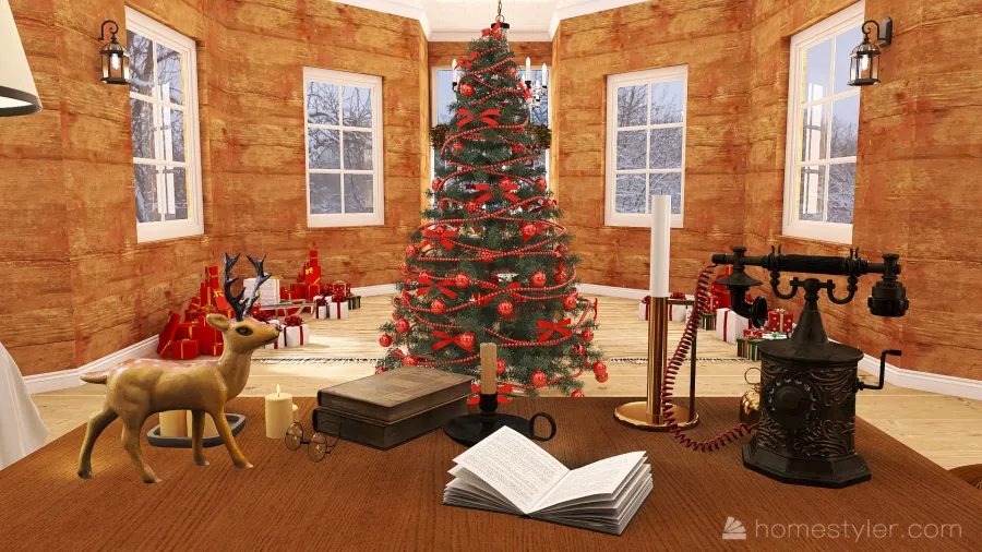 #ChristmasRoomContest_Santa´s home office 3d design renderings