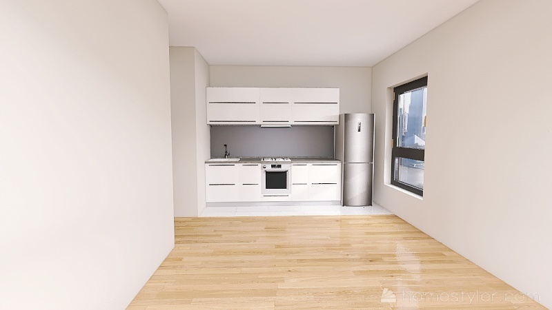 2-ка с двумя окнами на кухне 3d design renderings