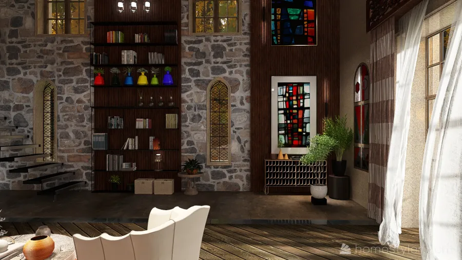 Chapelle renovée-Vitraux 3d design renderings