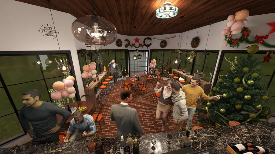 #ChristmasRoomContest_The Happy Bar 3d design renderings