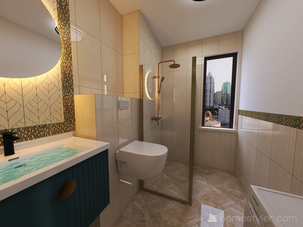 Łazienka Ogrody złota 2 3d design renderings