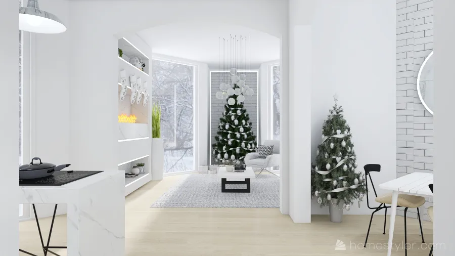 #ChristmasRoomContest- Silver Christmas 3d design renderings