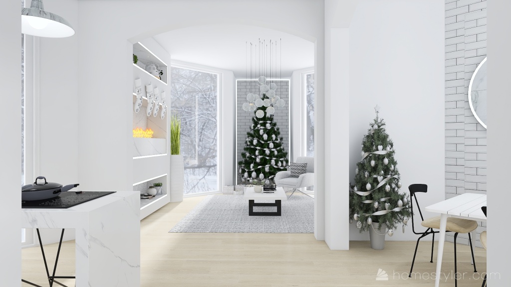 #ChristmasRoomContest- Silver Christmas 3d design renderings