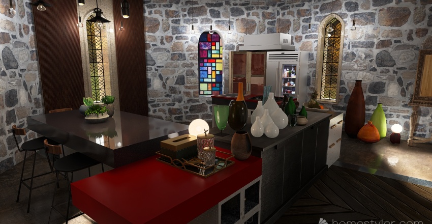 Chapelle renovée-Vitraux 3d design renderings
