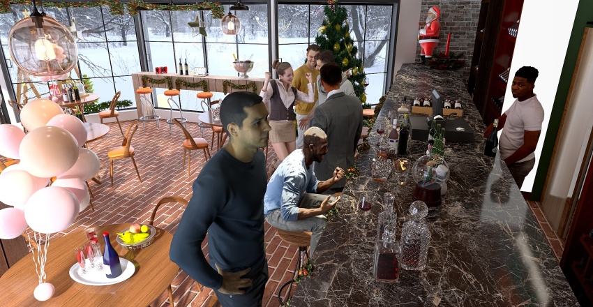 #ChristmasRoomContest_The Happy Bar 3d design renderings