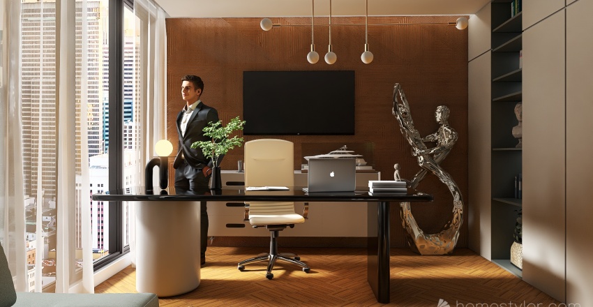 classy office 3d design renderings