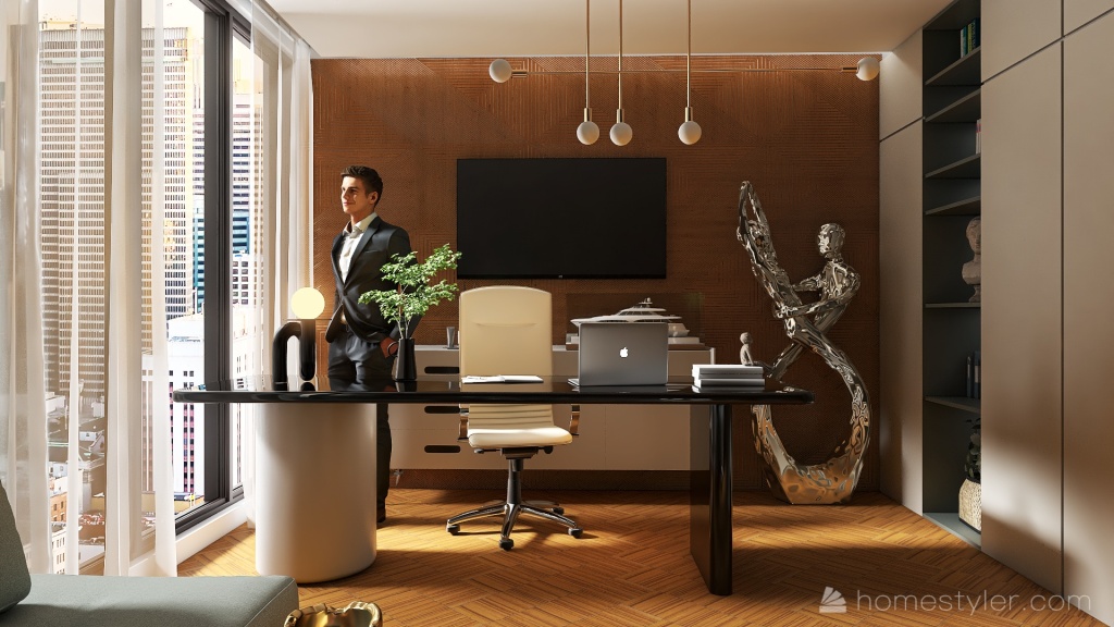classy office 3d design renderings