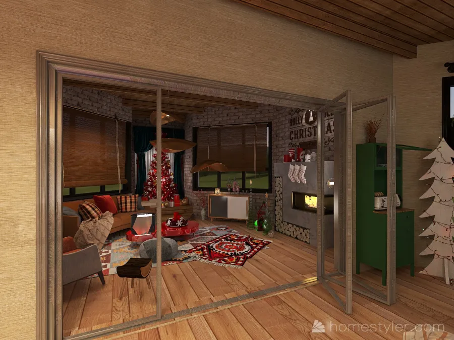 #ChristmasRoomContest-Red&GreenXmas 3d design renderings