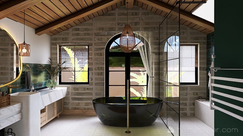 Bohemian Master Bathroom 3d design renderings