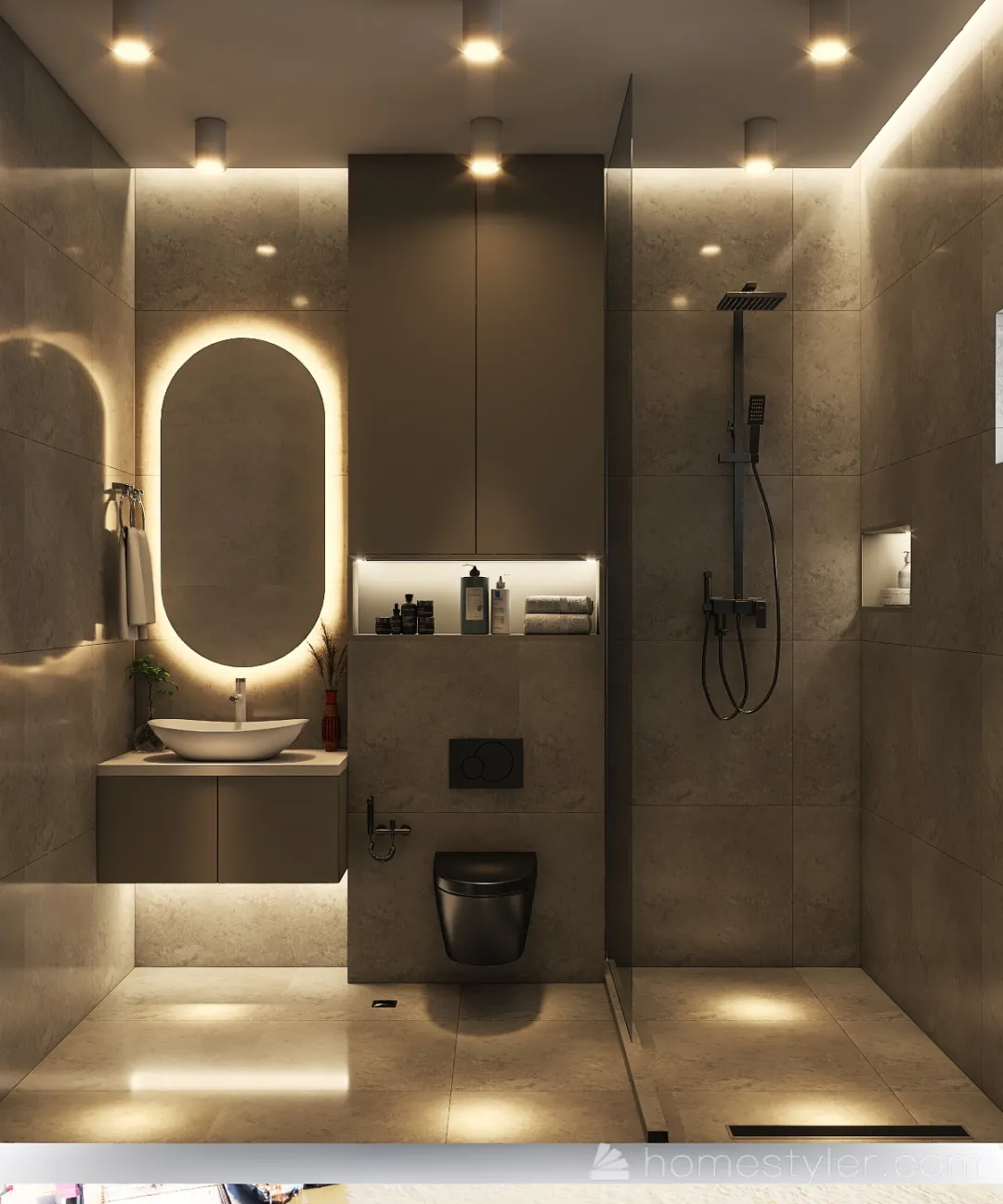 Tiny Bathroom 3d design renderings